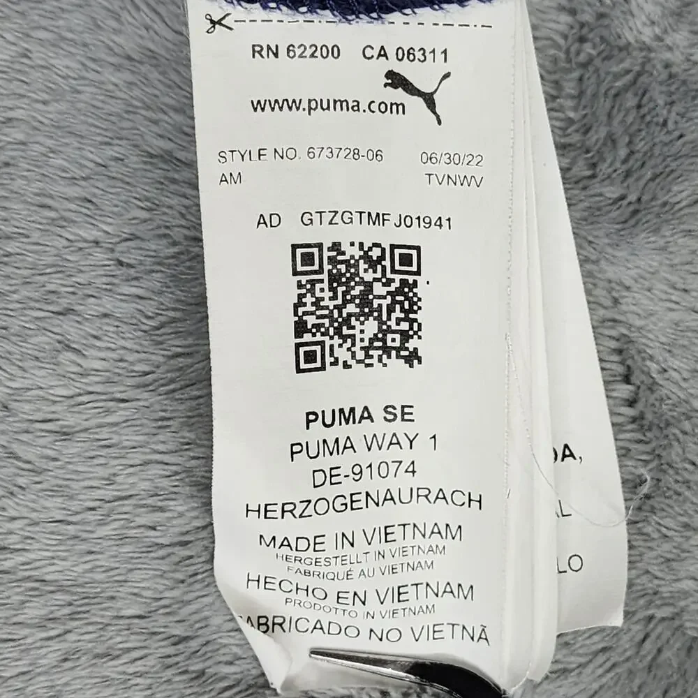 Puma Hoodie Mens XXL Blue Color Block Pullover Sweatshirt Logo Sporty Athleisure_9
